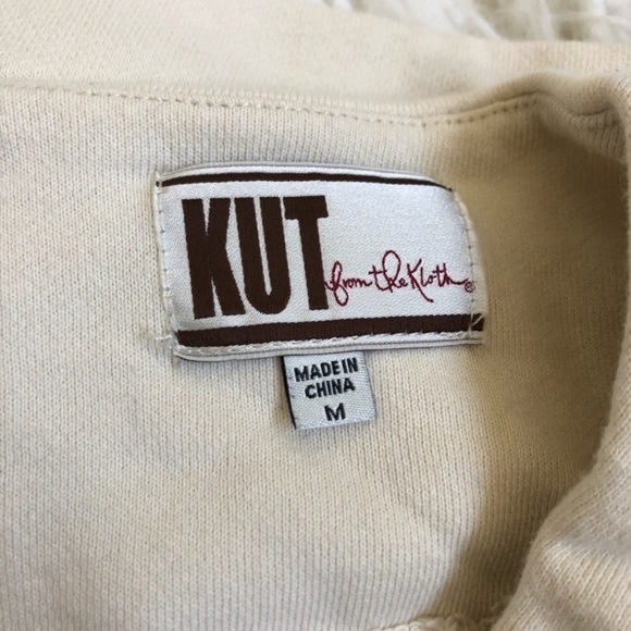 Kut from the Kloth Knit Two Tone Color Block Cotton Blend Moto Jacket EUC Size M - Picture 7 of 9